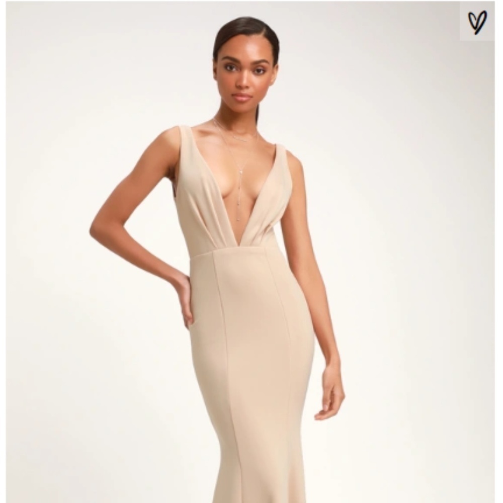 NEW Lulu's Mermaid Formal Blush Fitted Maxi Dress - Picture 6 of 8